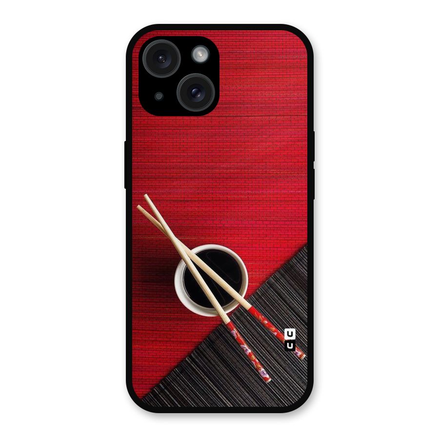 Chopstick Design Metal Back Case for iPhone 15