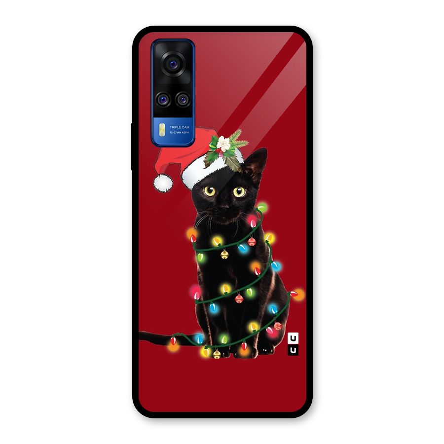 Christmas Cap Cat Glass Back Case for Vivo Y31