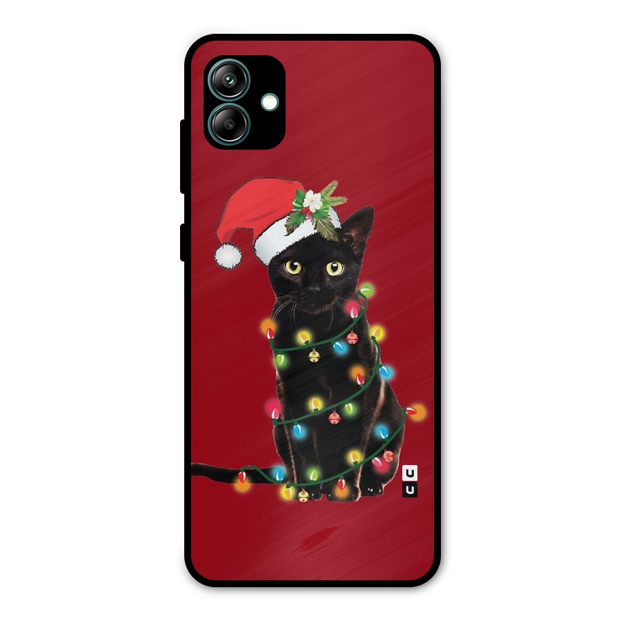 Christmas Cap Cat Metal Back Case for Galaxy A04