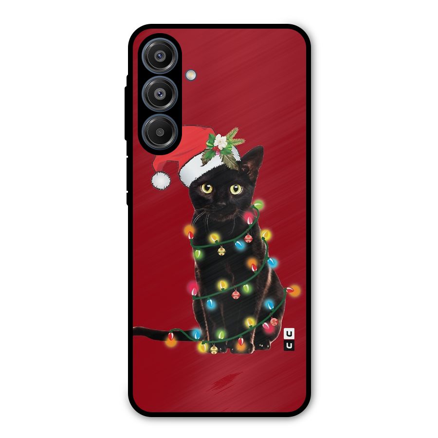 Christmas Cap Cat Metal Back Case for Galaxy A16 5G