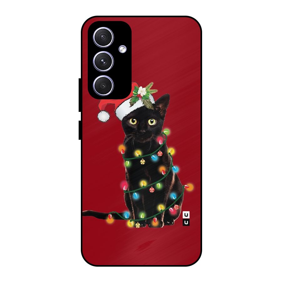 Christmas Cap Cat Metal Back Case for Galaxy A54
