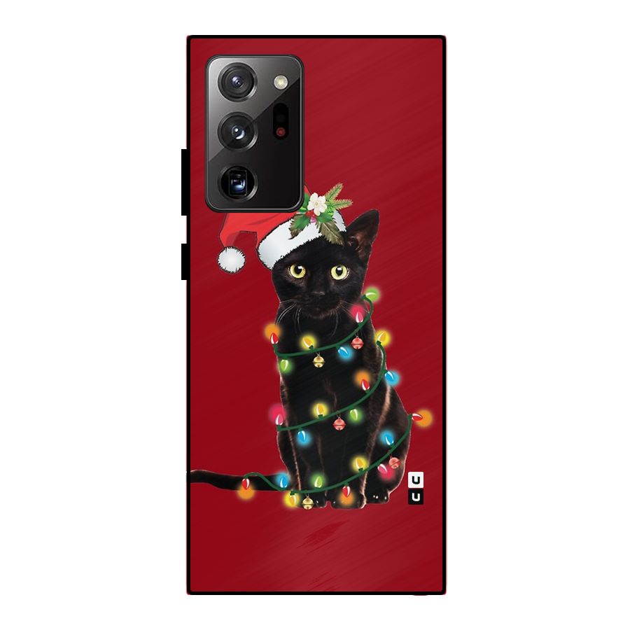 Christmas Cap Cat Metal Back Case for Galaxy Note 20 Ultra