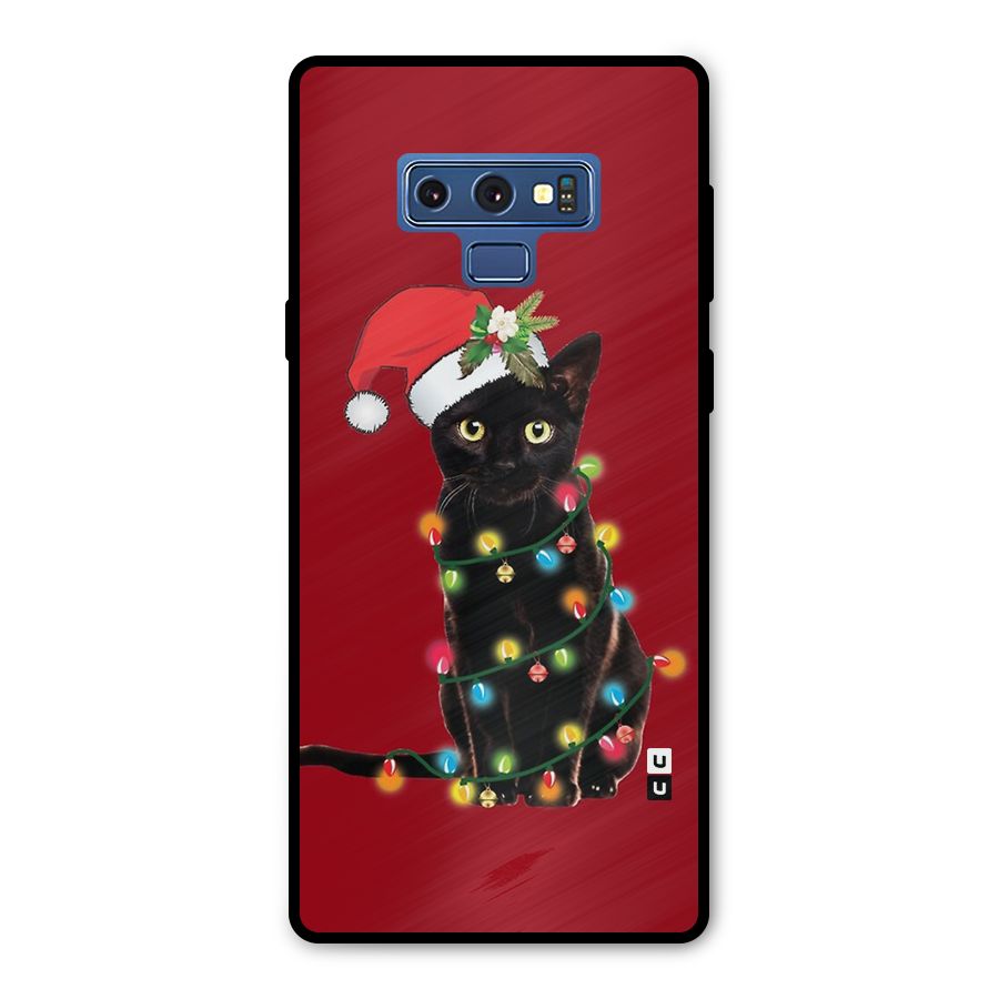 Christmas Cap Cat Metal Back Case for Galaxy Note 9
