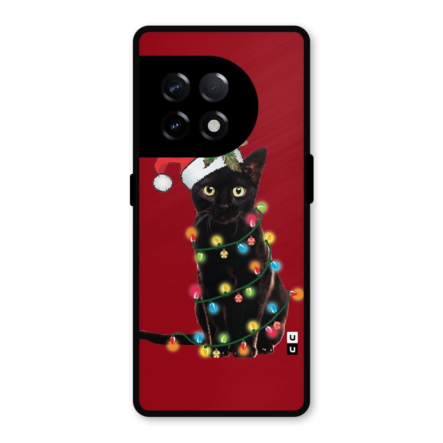 Christmas Cap Cat Metal Back Case for OnePlus 11R