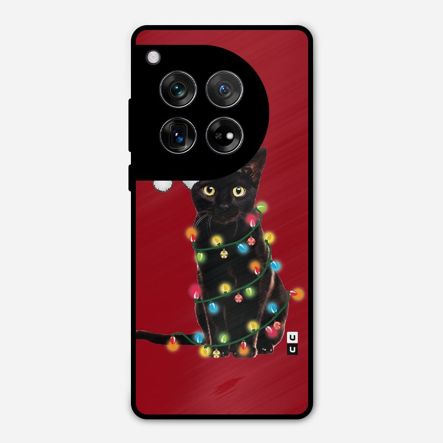 Christmas Cap Cat Metal Back Case for OnePlus 12