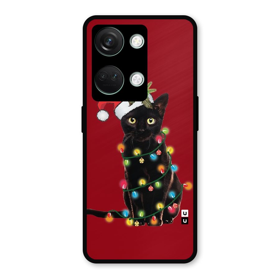 Christmas Cap Cat Metal Back Case for OnePlus Nord 3