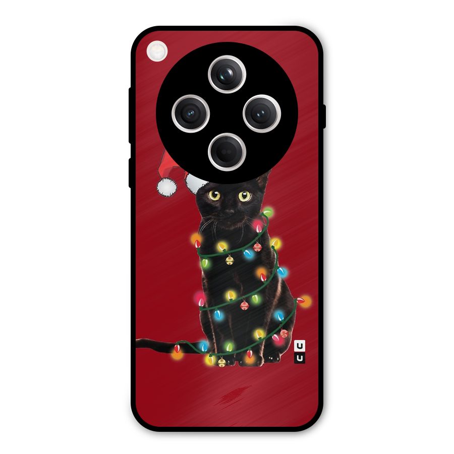 Christmas Cap Cat Metal Back Case for Oppo Find X8