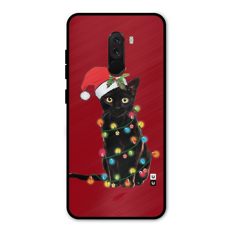Christmas Cap Cat Metal Back Case for Poco F1