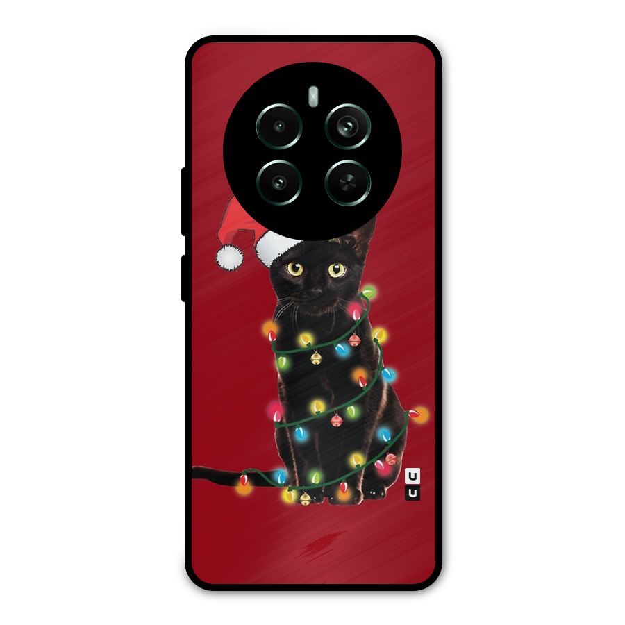 Christmas Cap Cat Metal Back Case for Realme 12 Pro Plus
