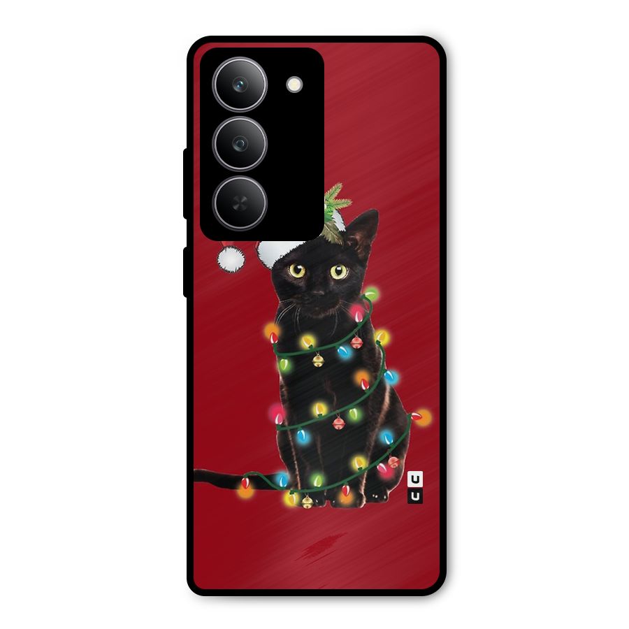 Christmas Cap Cat Metal Back Case for Realme 14x