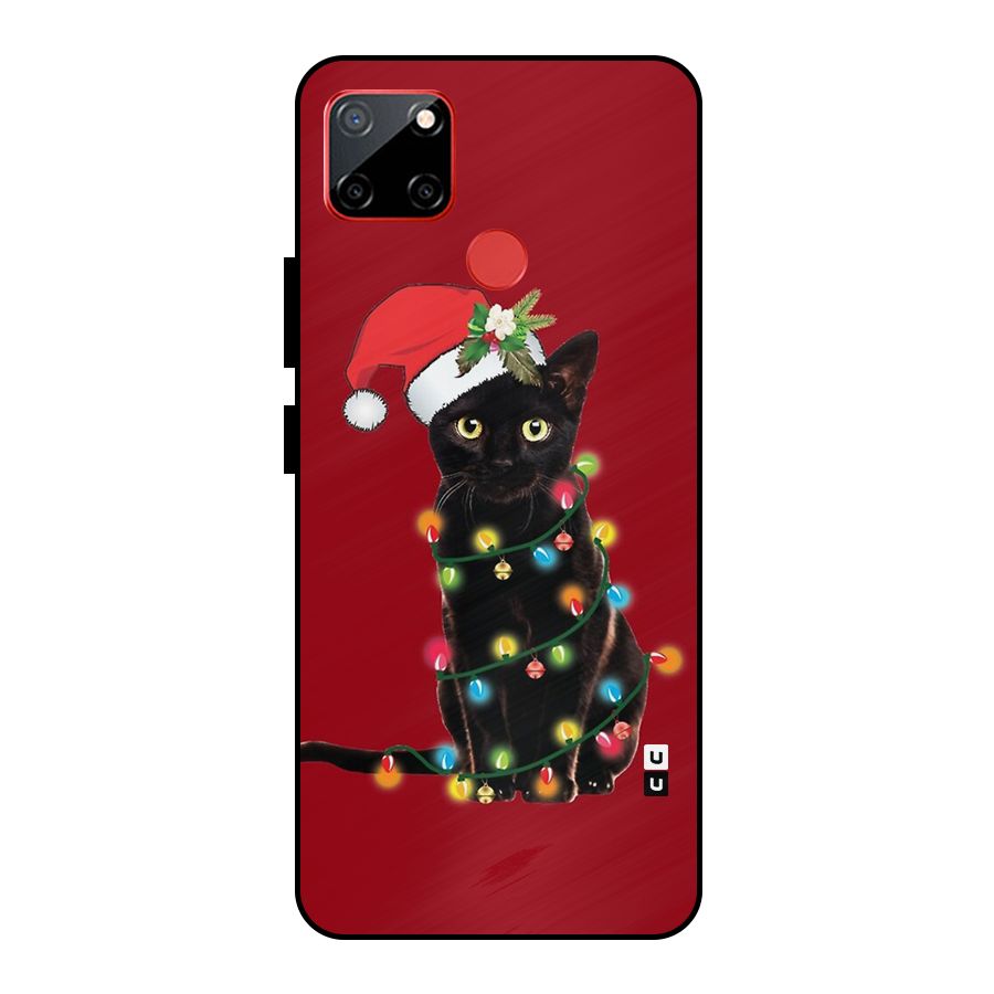 Christmas Cap Cat Metal Back Case for Realme C12
