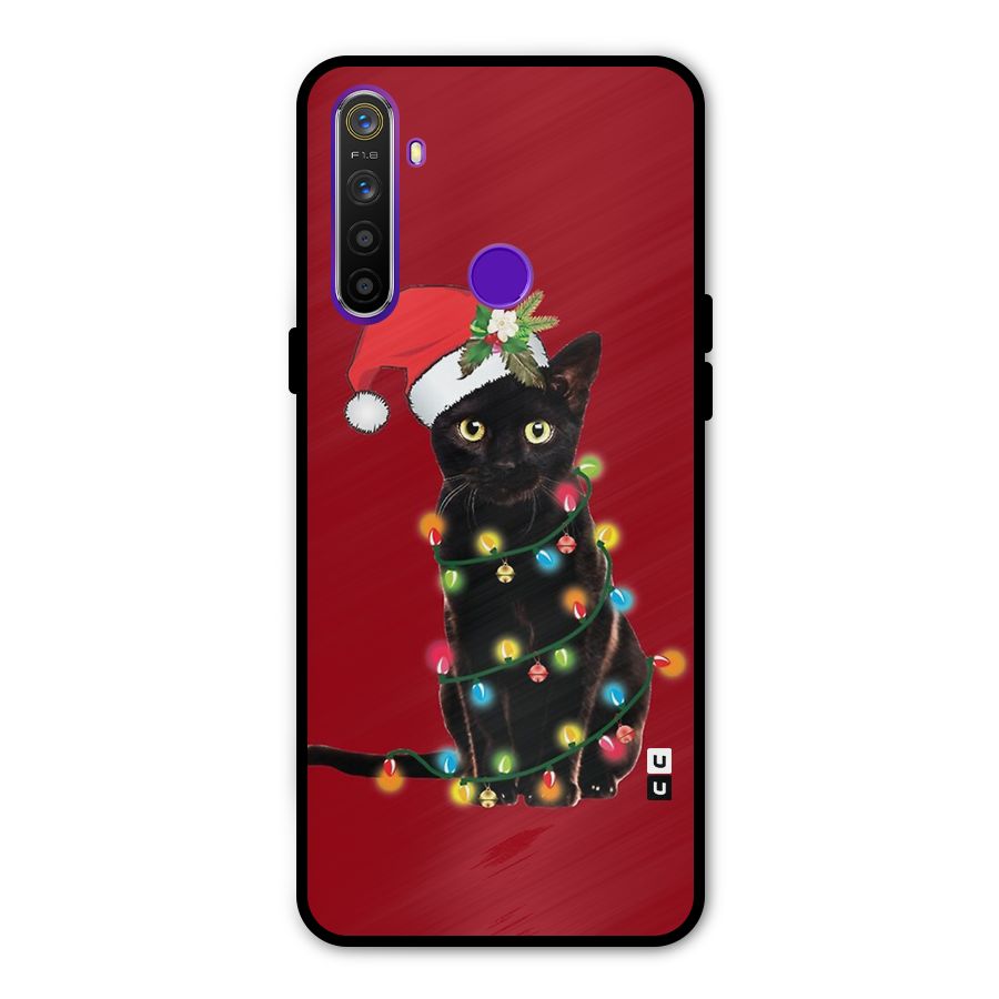Christmas Cap Cat Metal Back Case for Realme Narzo 10
