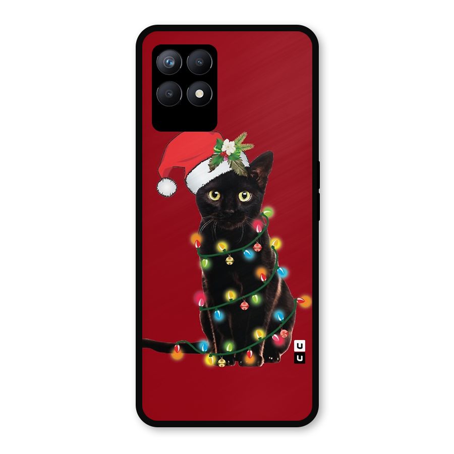 Christmas Cap Cat Metal Back Case for Realme Narzo 50