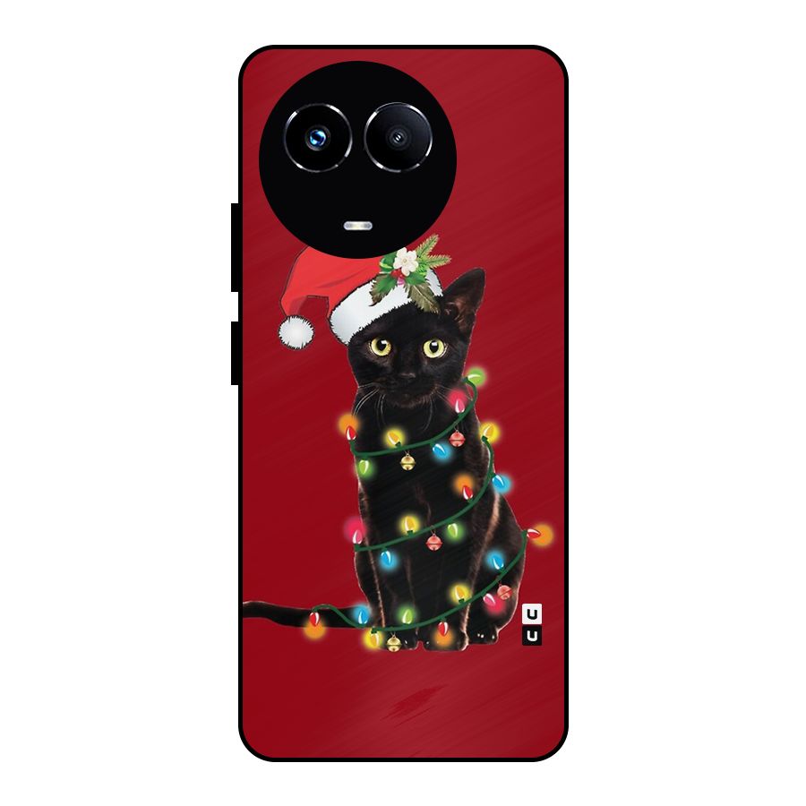 Christmas Cap Cat Metal Back Case for Realme Narzo 60X