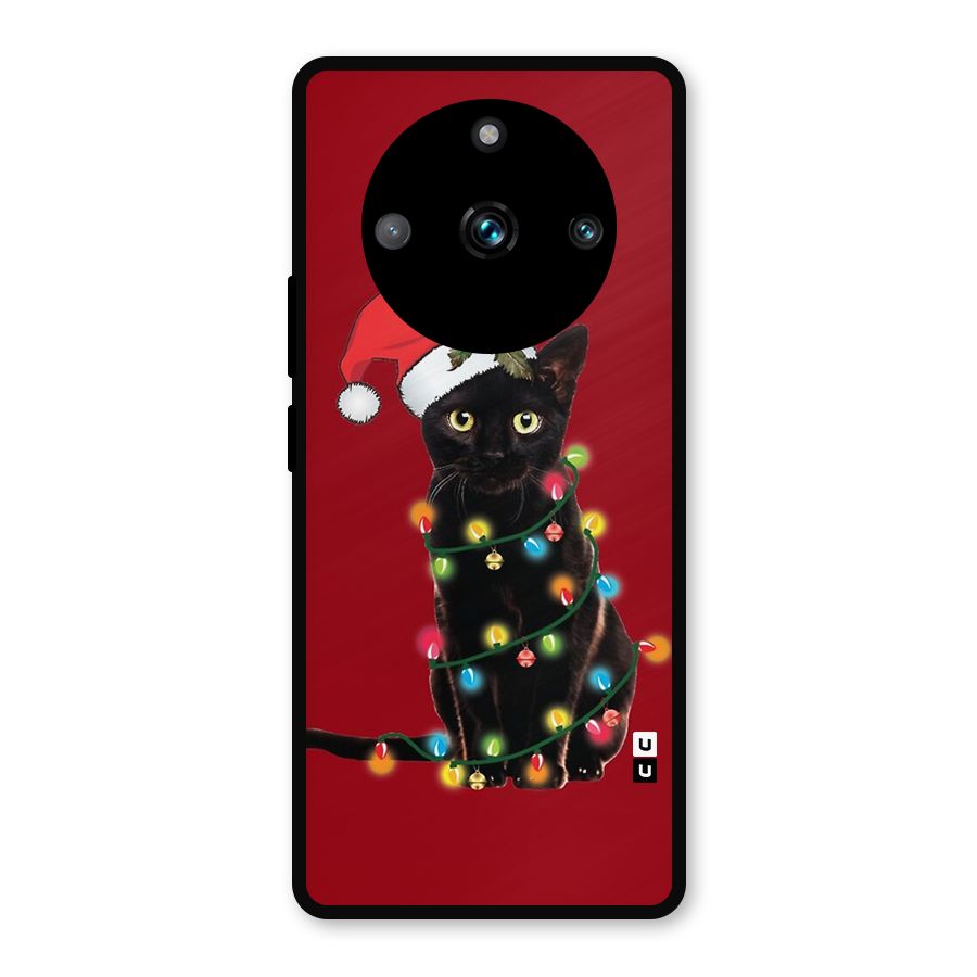 Christmas Cap Cat Metal Back Case for Realme Narzo 60 Pro