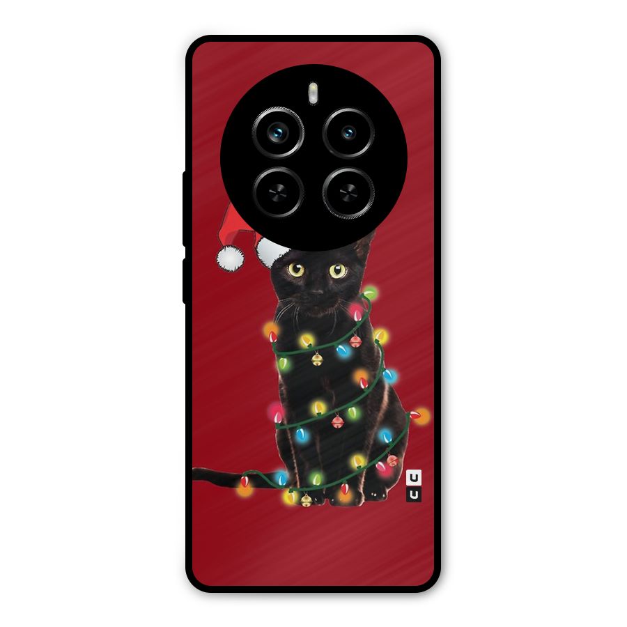 Christmas Cap Cat Metal Back Case for Realme P1 Pro