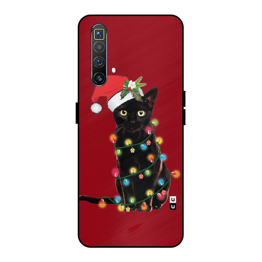Christmas Cap Cat Metal Back Case for Realme X3