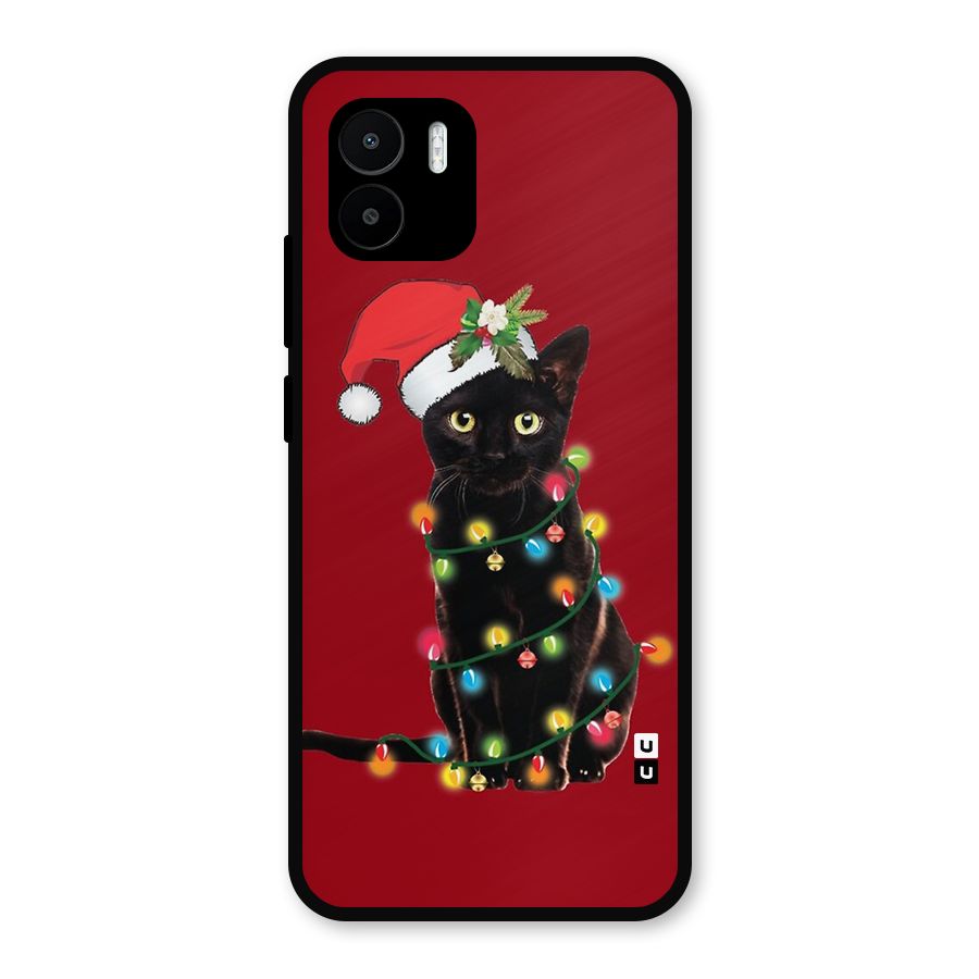 Christmas Cap Cat Metal Back Case for Redmi A1