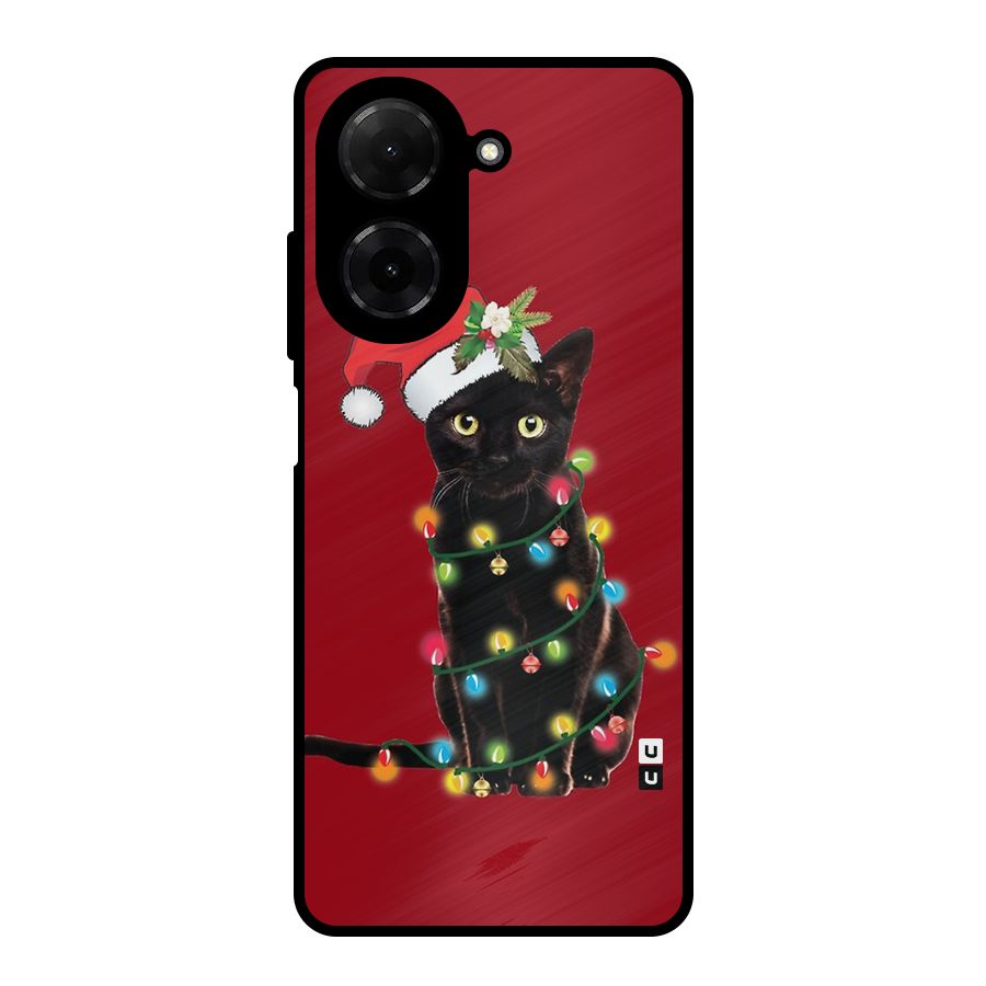 Christmas Cap Cat Metal Back Case for Redmi A5 4G