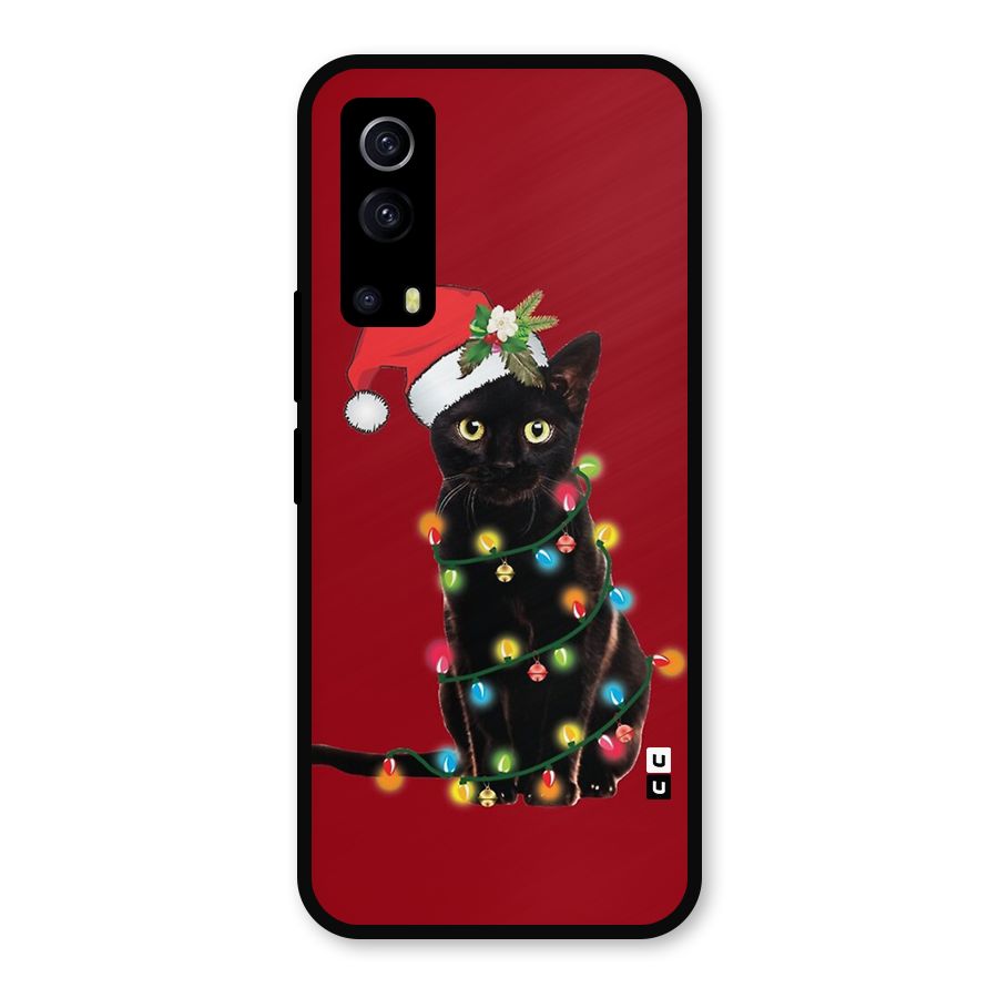 Christmas Cap Cat Metal Back Case for iQOO Z3