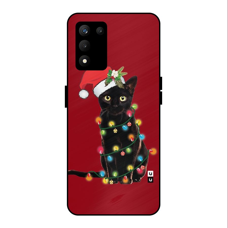 Christmas Cap Cat Metal Back Case for realme 9 5G SE