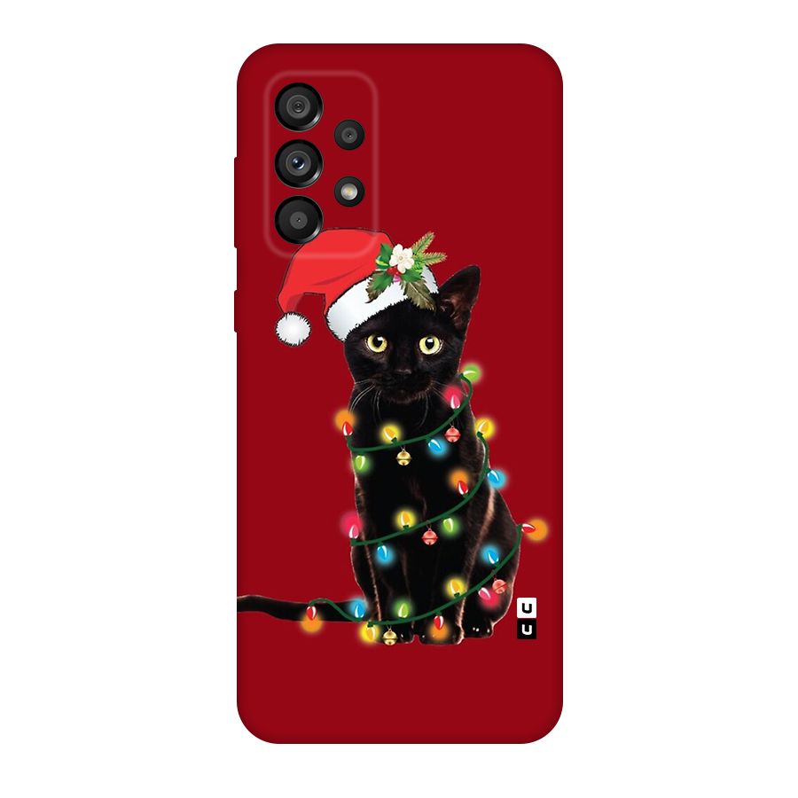 Christmas Cap Cat Original Polycarbonate Back Case for Galaxy A73 5G