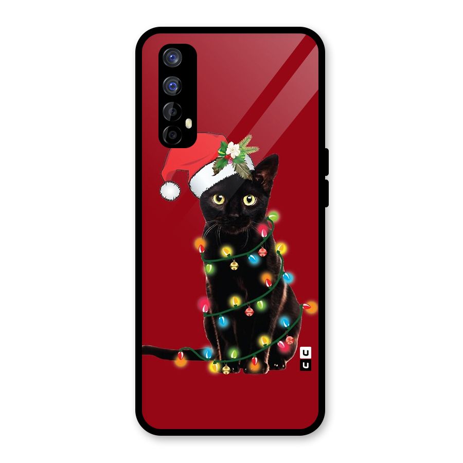 Christmas Cap Cute Cat Glass Back Case for Realme Narzo 20 Pro