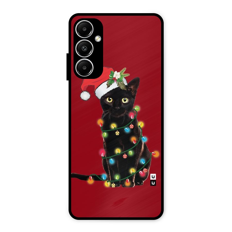 Christmas Cap Cute Cat Metal Back Case for Galaxy A05s