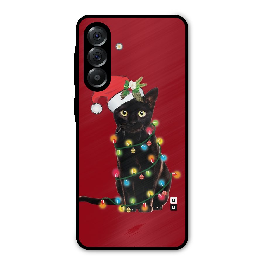 Christmas Cap Cute Cat Metal Back Case for Galaxy A56