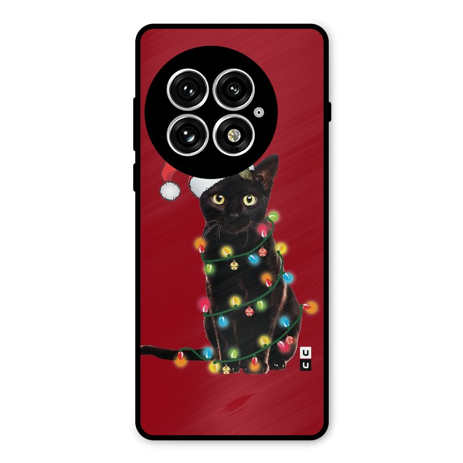 Christmas Cap Cute Cat Metal Back Case for OnePlus 13
