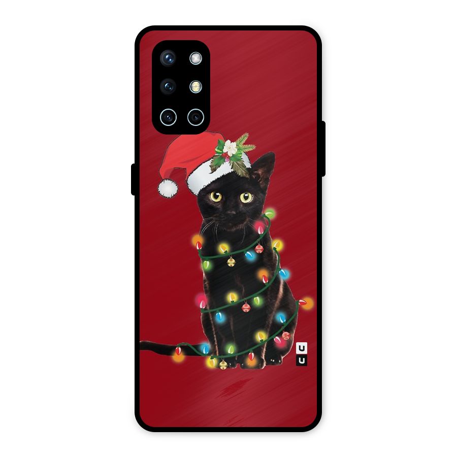Christmas Cap Cute Cat Metal Back Case for OnePlus 9R
