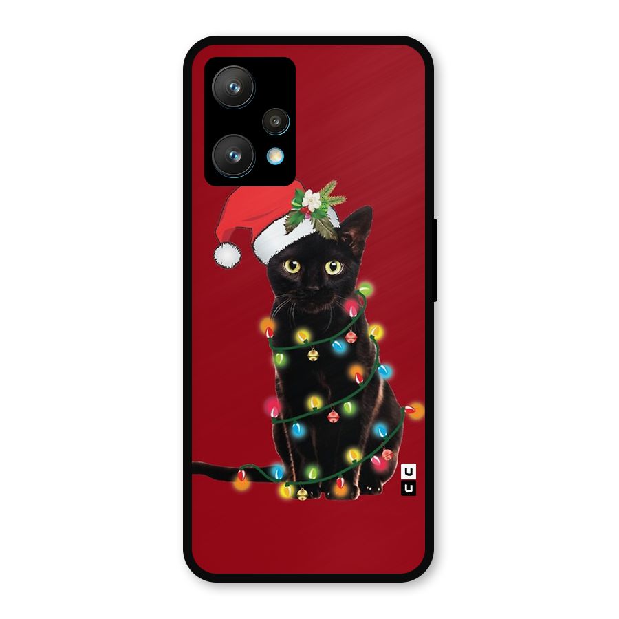 Christmas Cap Cute Cat Metal Back Case for Realme 9