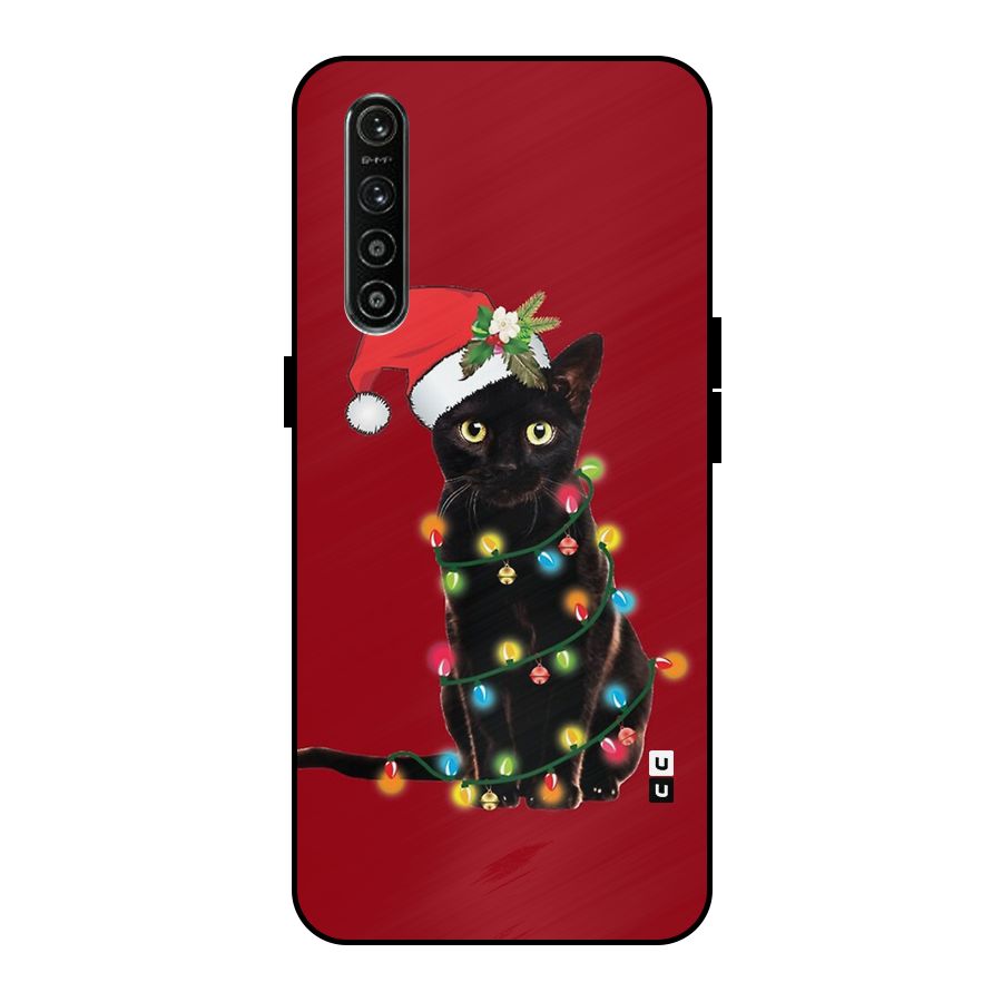 Christmas Cap Cute Cat Metal Back Case for Realme XT