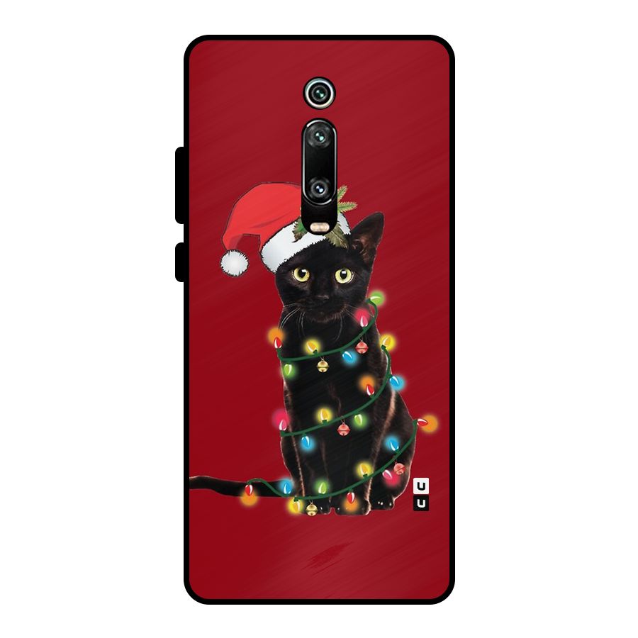 Christmas Cap Cute Cat Metal Back Case for Redmi K20 Pro