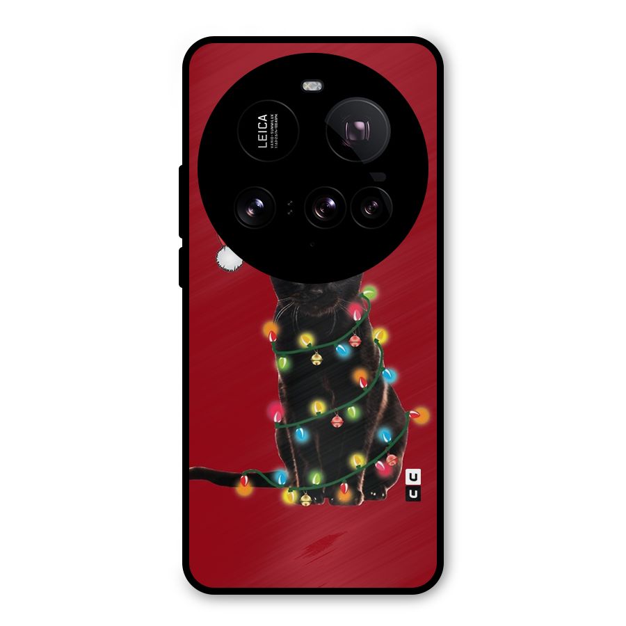 Christmas Cap Cute Cat Metal Back Case for Xiaomi 15 Ultra