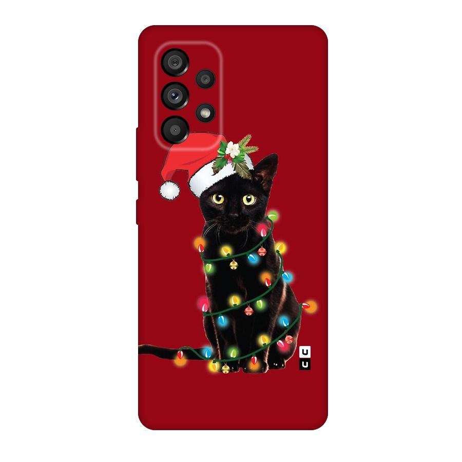 Christmas Cap Cute Cat Original Polycarbonate Back Case for Galaxy A53 5G