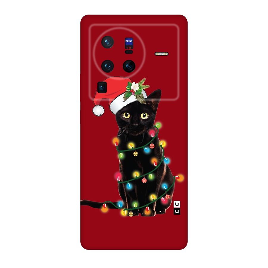 Christmas Cap Cute Cat Original Polycarbonate Back Case for Vivo X80