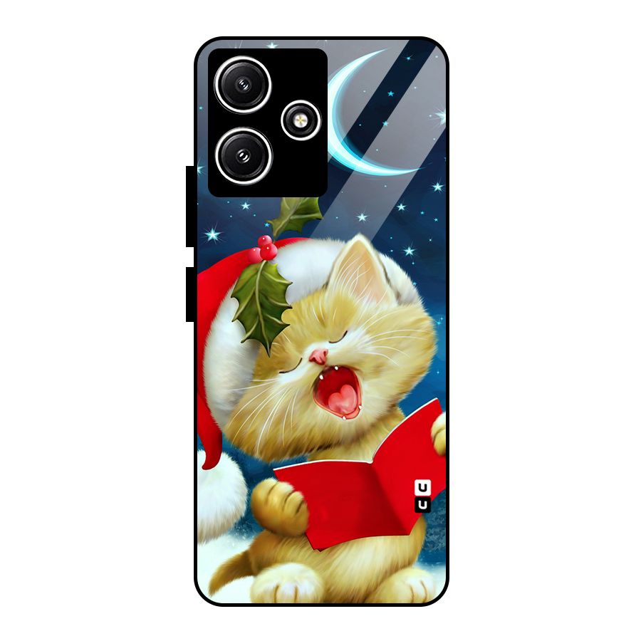 Christmas Cat Glass Back Case for Poco M6 Pro
