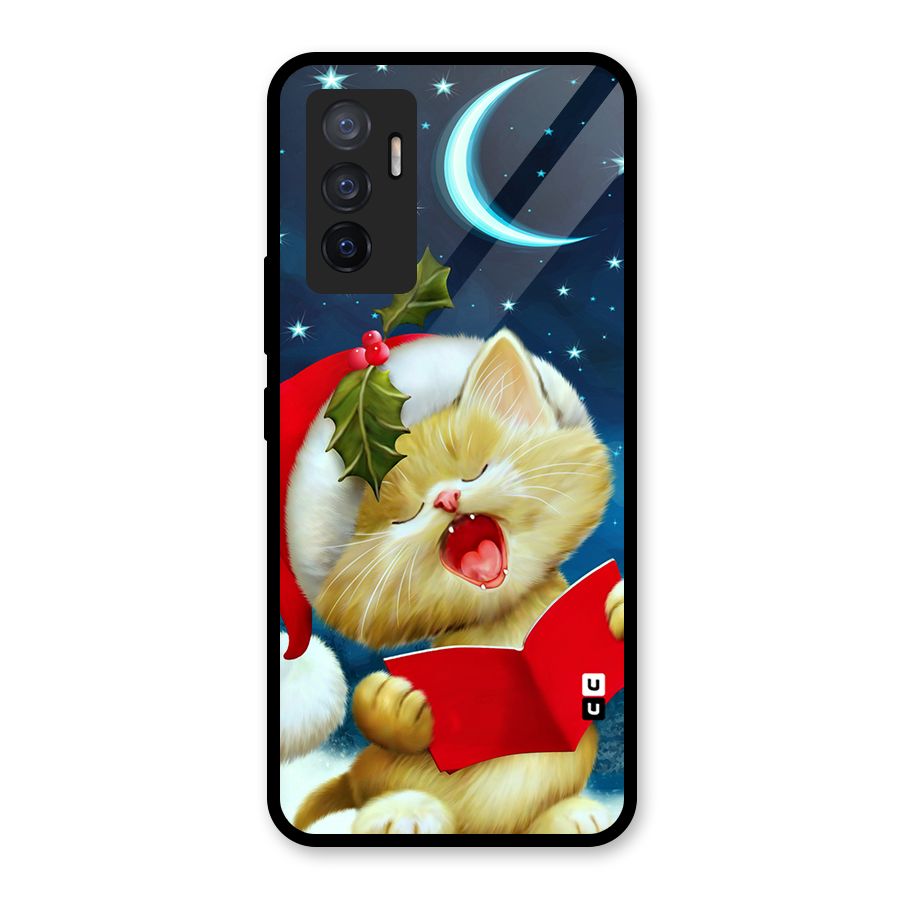 Christmas Cat Glass Back Case for Vivo V23e