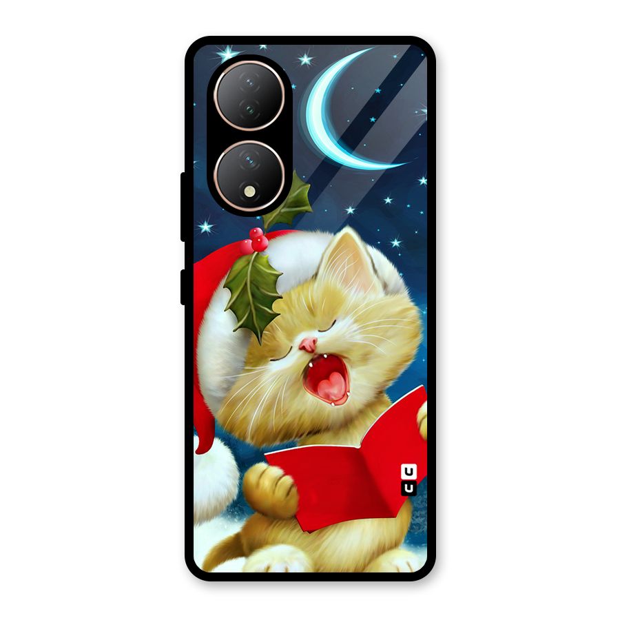 Christmas Cat Glass Back Case for Vivo Y100A