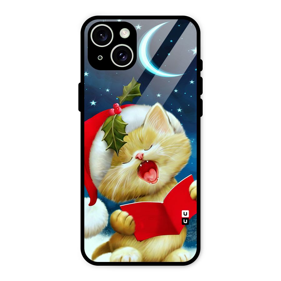 Christmas Cat Glass Back Case for iPhone 15 Plus