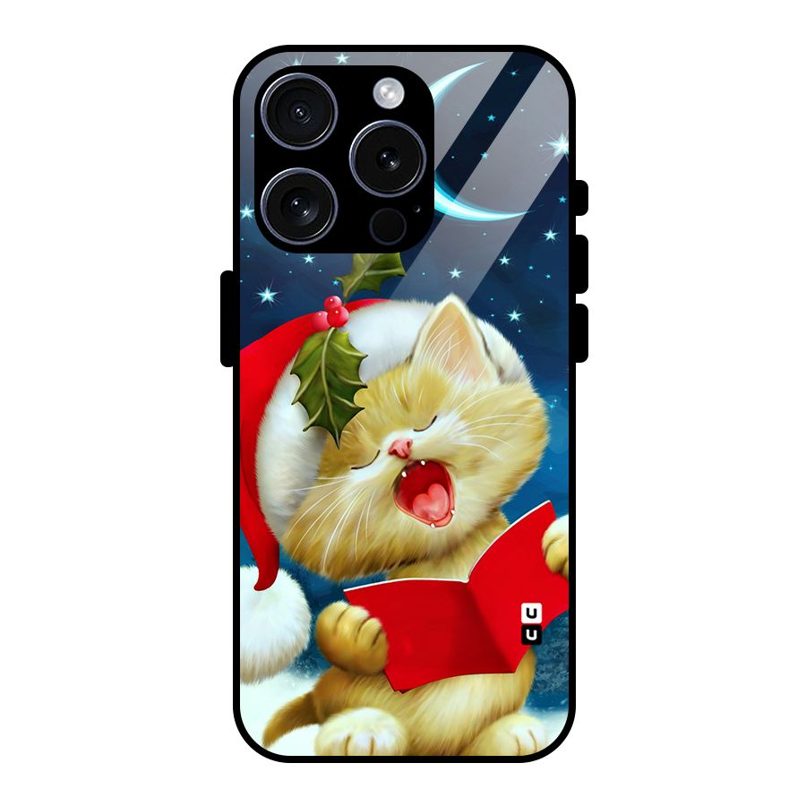 Christmas Cat Glass Back Case for iPhone 15 Pro