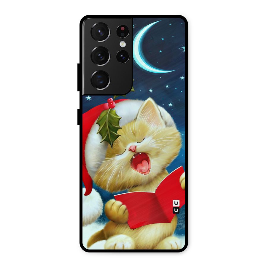 Christmas Cat Metal Back Case for Galaxy S21 Ultra 5G