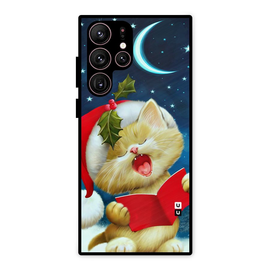 Christmas Cat Metal Back Case for Galaxy S22 Ultra 5G