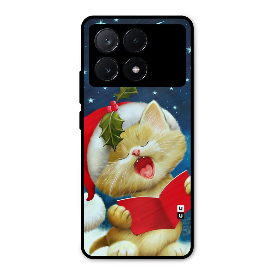 Christmas Cat Metal Back Case for Poco X6 Pro