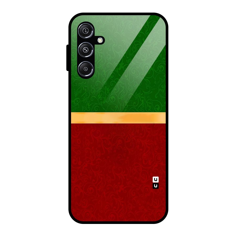 Christmas Colors Stripe Glass Back Case for Galaxy M34 5G