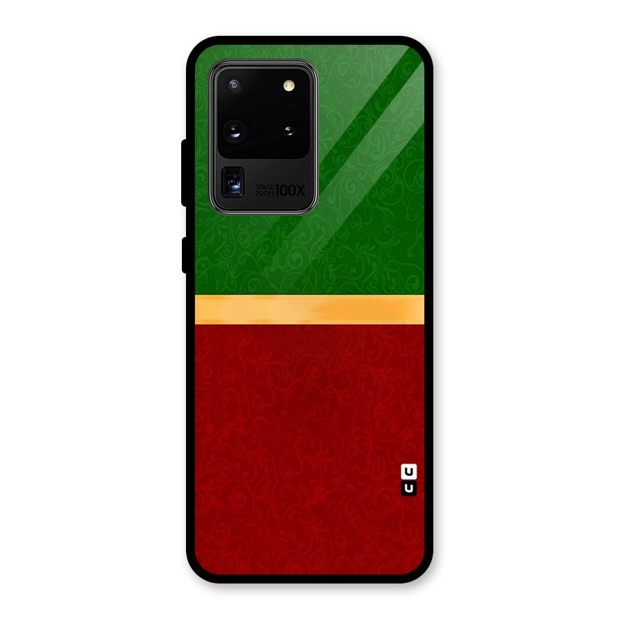 Christmas Colors Stripe Glass Back Case for Galaxy S20 Ultra