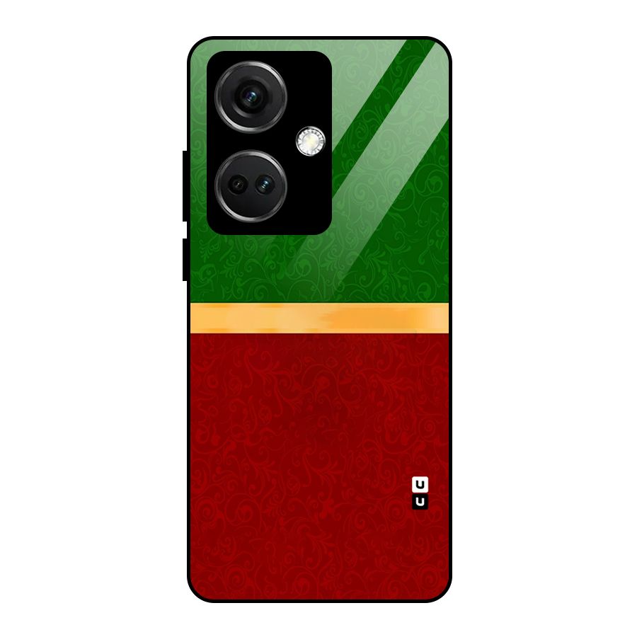 Christmas Colors Stripe Glass Back Case for OnePlus Nord CE 3 5G