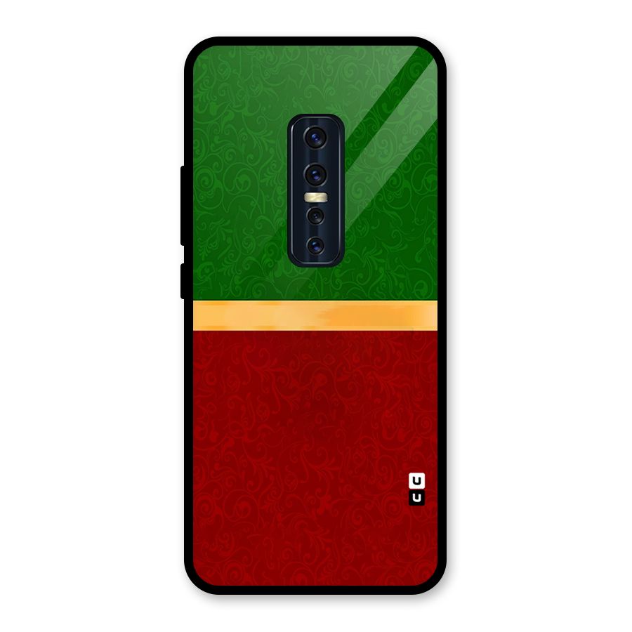 Christmas Colors Stripe Glass Back Case for Vivo V17 Pro