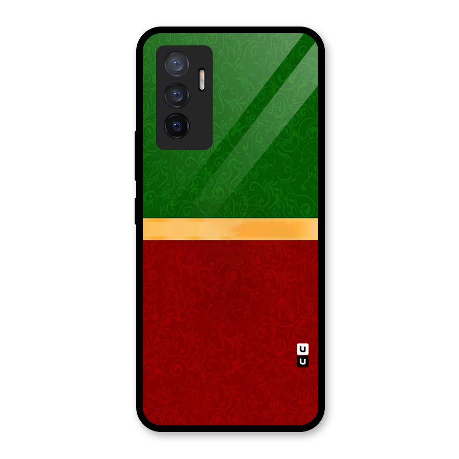 Christmas Colors Stripe Glass Back Case for Vivo V23e